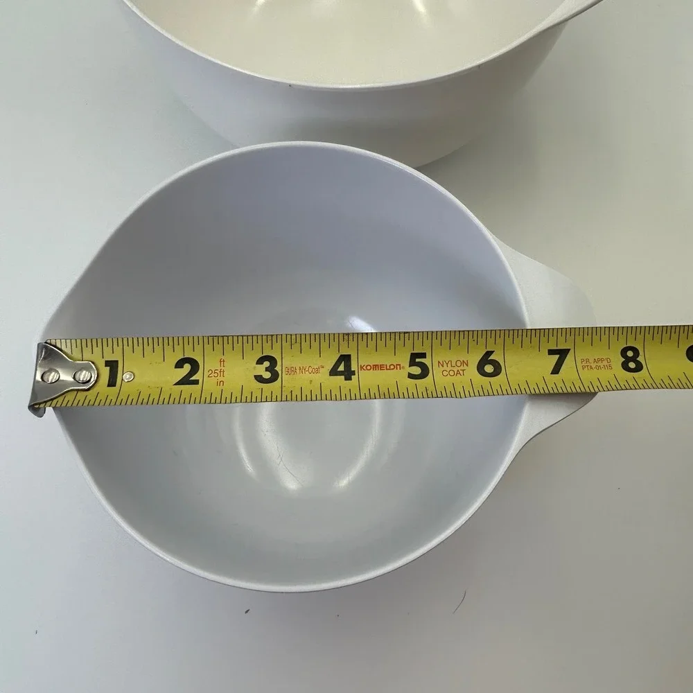Vintage Dansk Set of 2 Pouring Minimalist White Melamine Nesting Mixing Bowls
